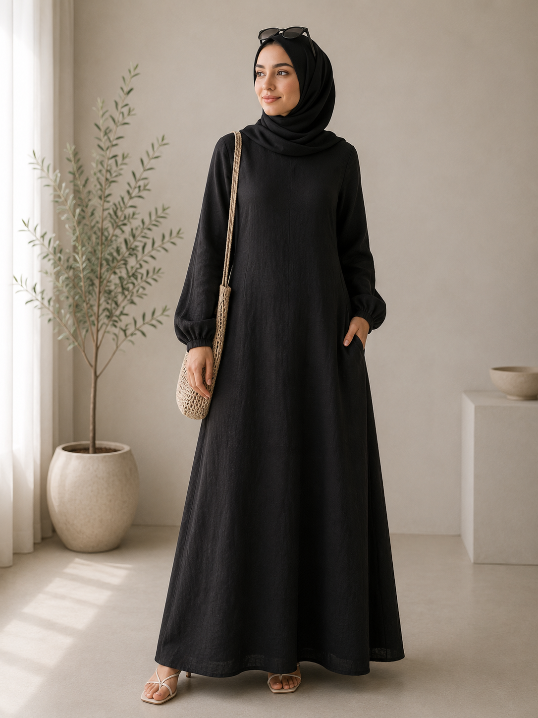 Robe - fini lin noir
