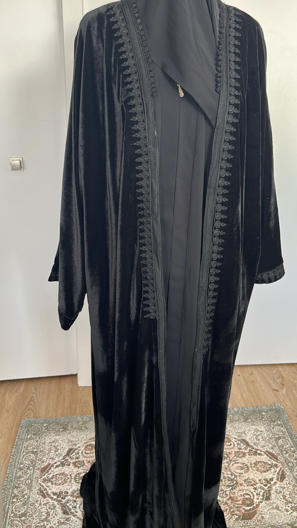 Abaya en velour noir - Asma