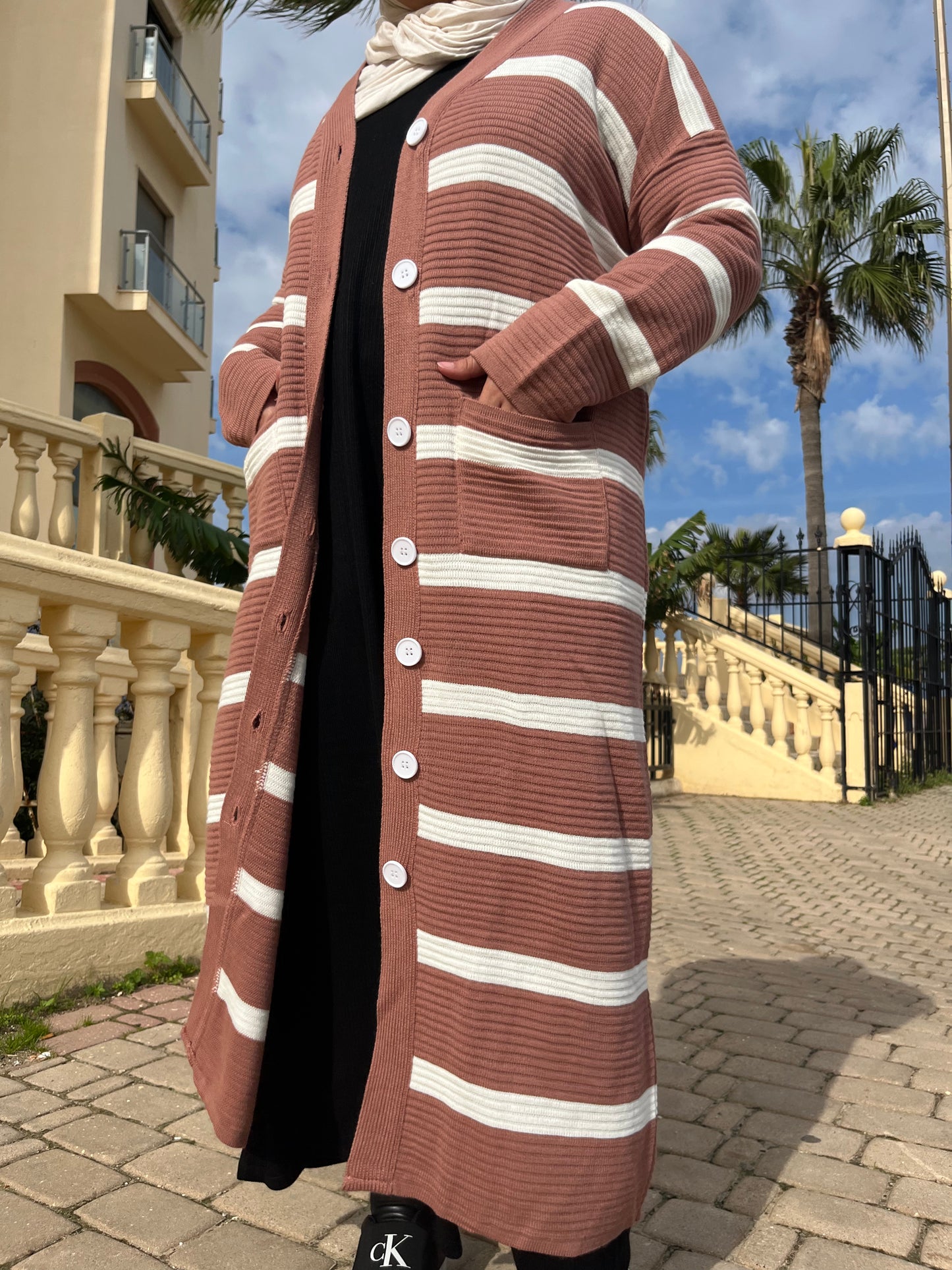 Cardigan long à bouton Meknès basic -Zahra