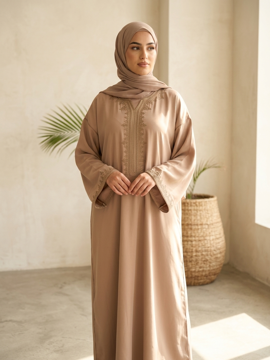 Caftan Nadia- Crêpe de soie Dune