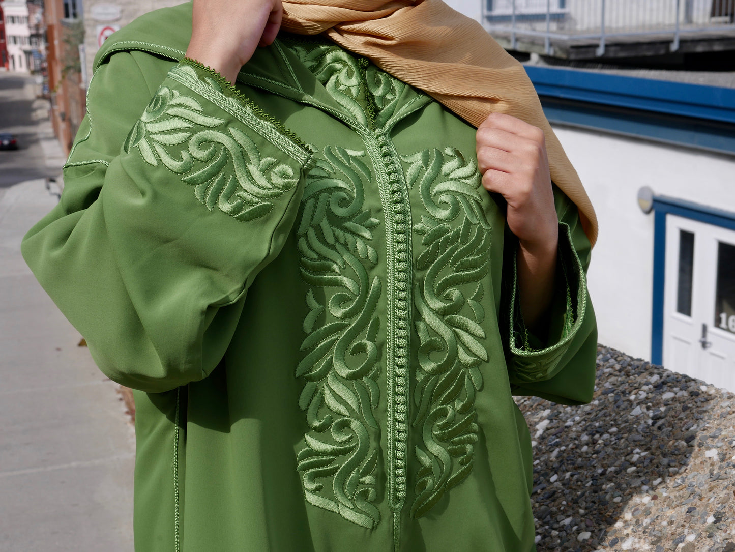 Jellaba deux pièces Saadia broderie verte