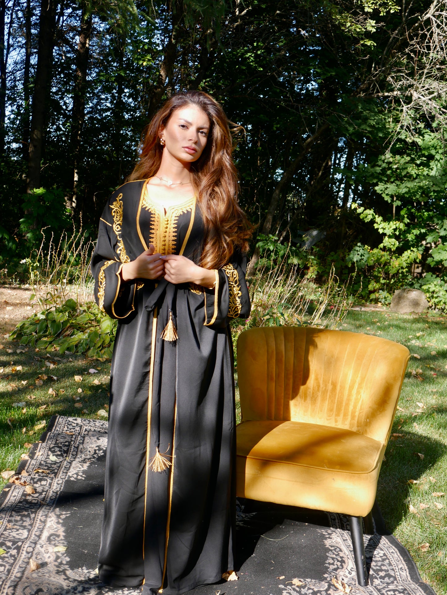 Abaya TAMO broderie Fleurit deux pièces - Noir