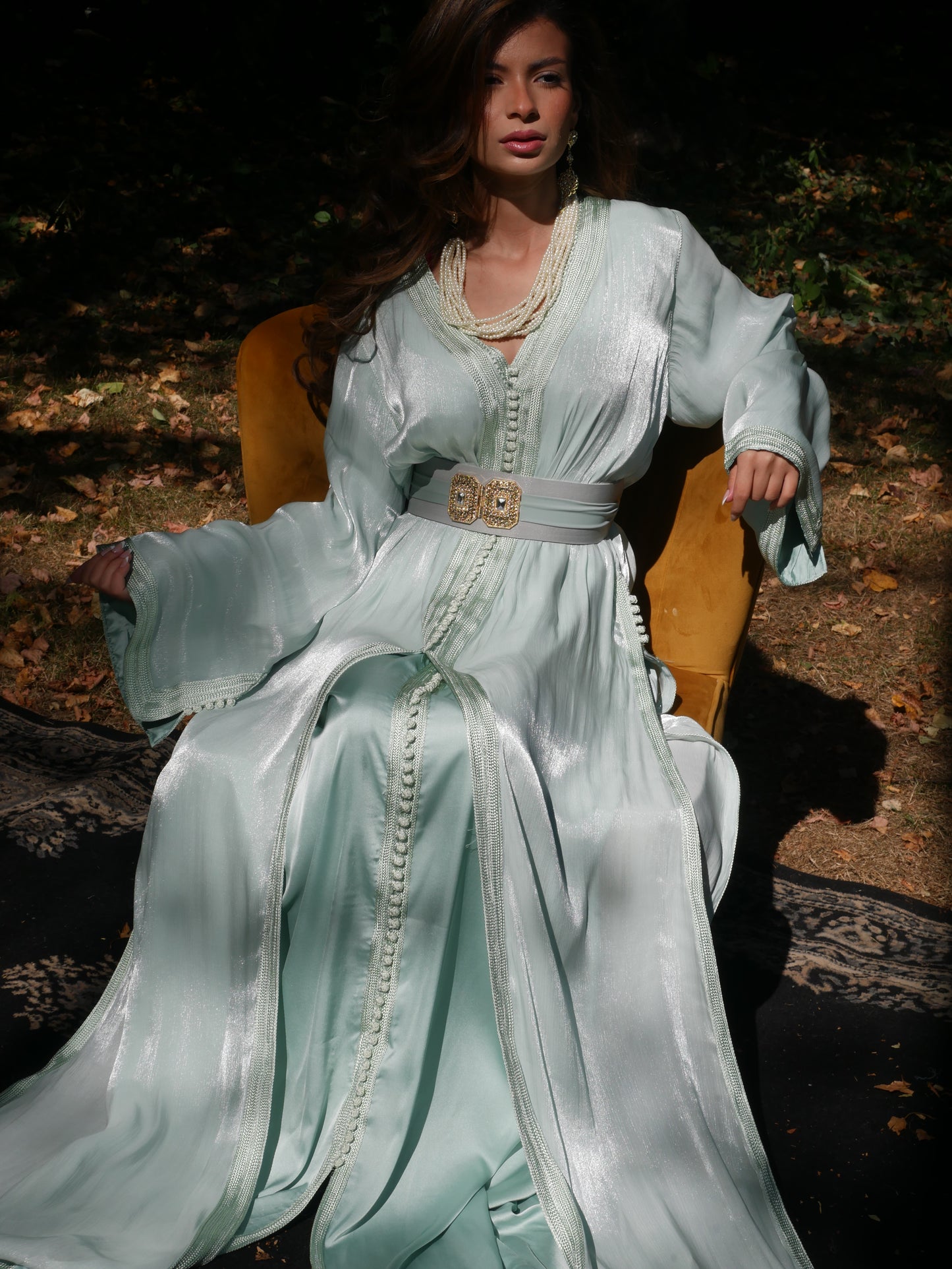 Caftan ORGANZA AMANI - Vert eau