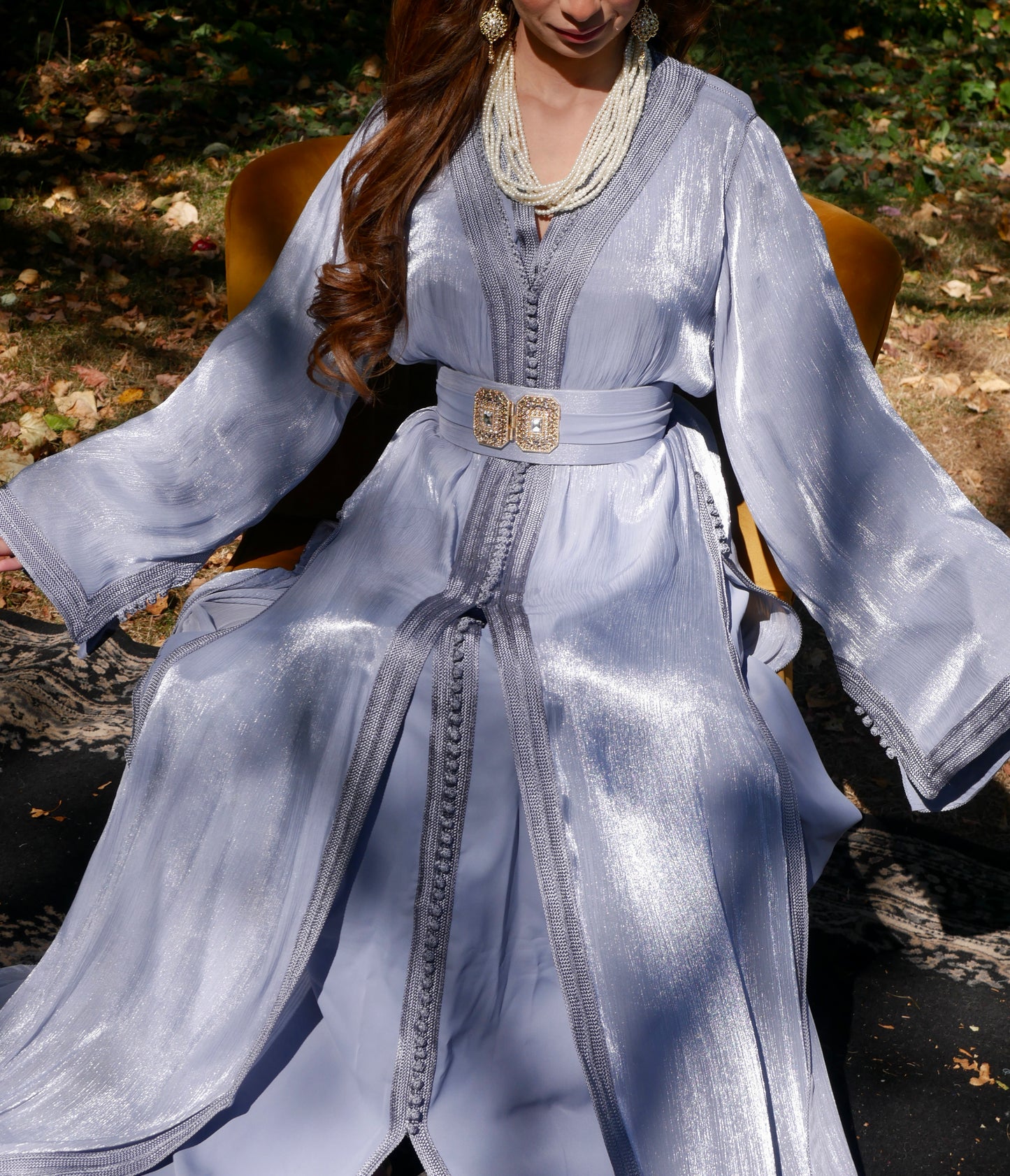 Caftan ORGANZA AMANI - Bleu gris