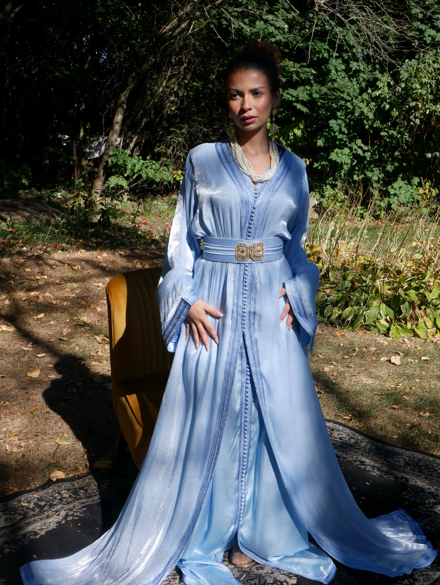 Caftan ORGANZA AMANI - bleu poudre