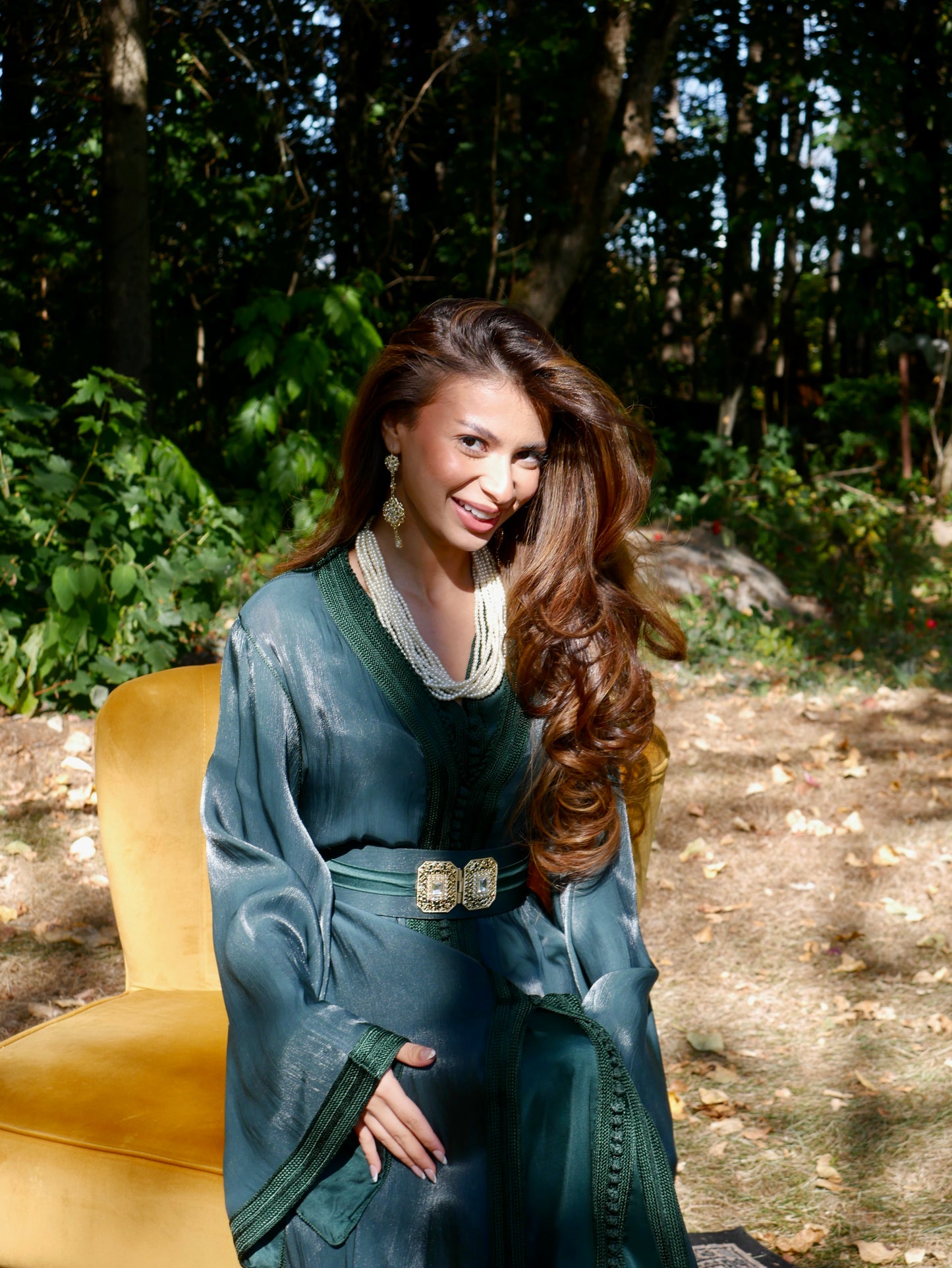 Caftan ORGANZA AMANI - Vert Royal