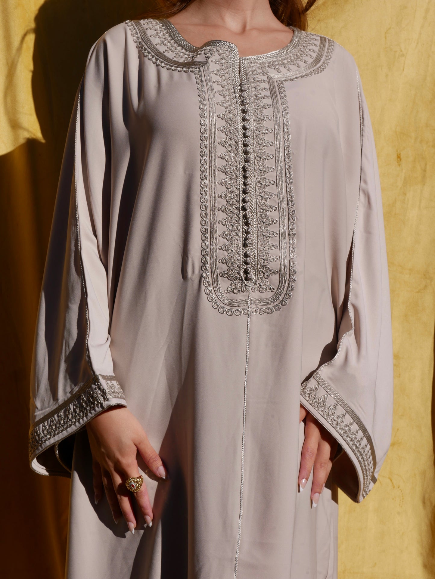 Caftan HALIMA beige broderie beige