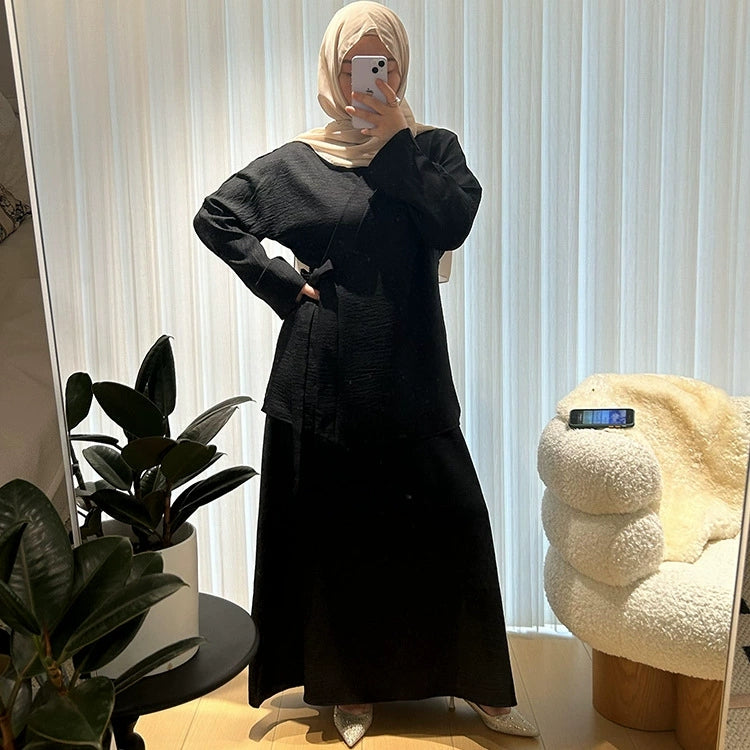 Ensemble Jupe + Kimono - Charbon