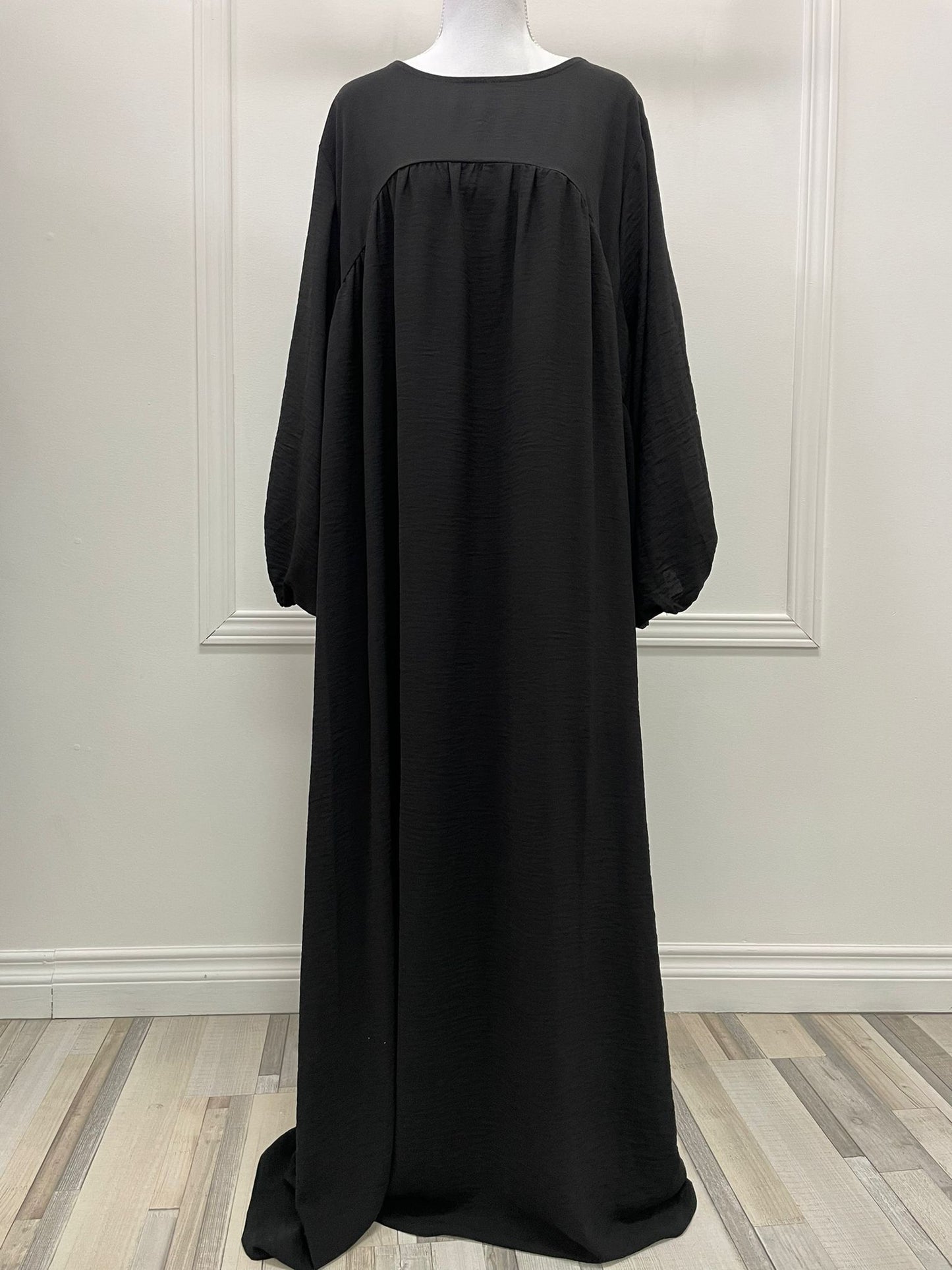 Abaya Koura à manches ballon - Charbon