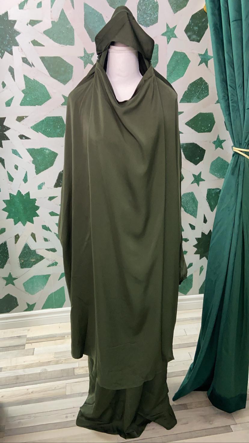 Jilbab premium deux pièces - Vert khaki