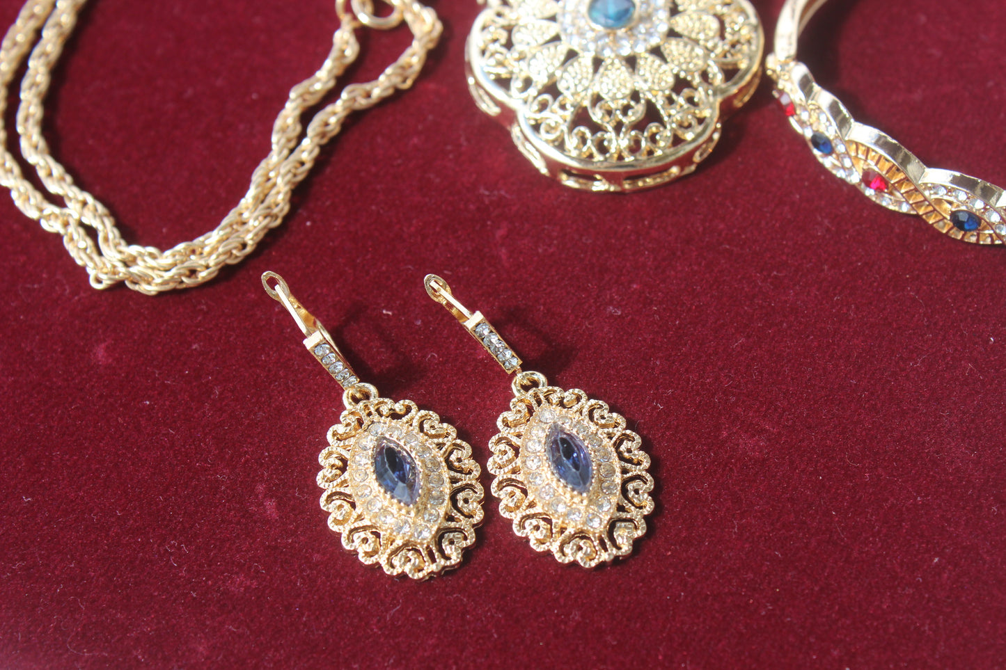Ensemble torsadé plaqué Or/ Bleu