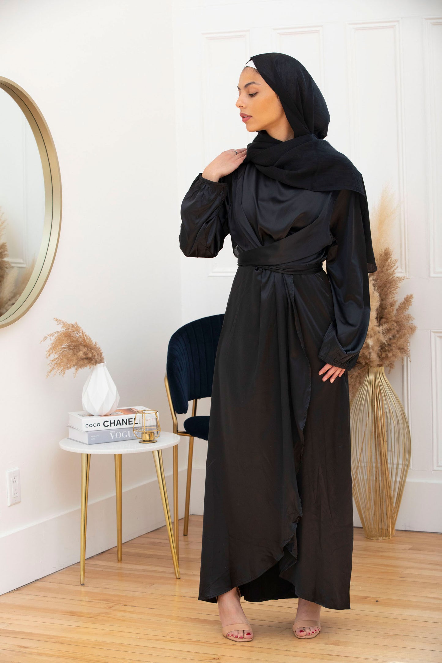 Robe croisée en satin- Nuitée