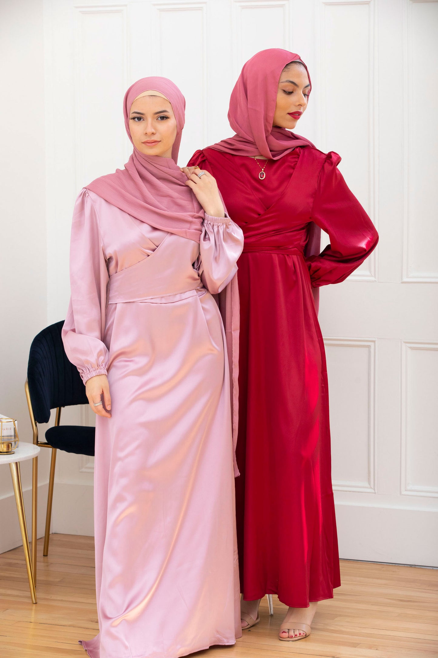 Robe évasée en satin 3 façons- Perle