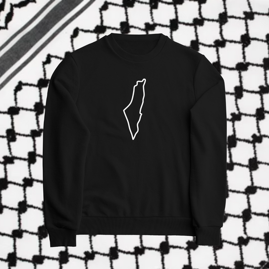 Crewneck Palestine map noir + blanc