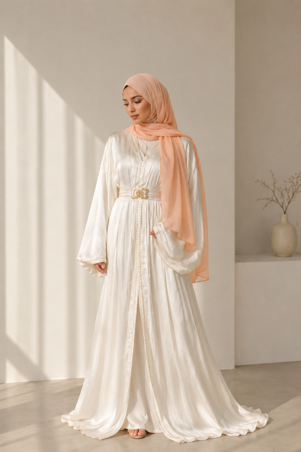 Caftan ORGANZA AMANI - Crème