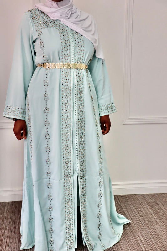 Caftan deux pièces bleu ciel. Firdaws