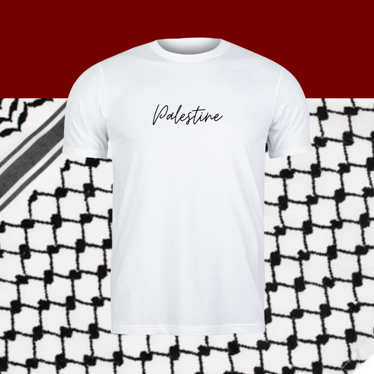 T-shirt à manches courtes Palestine blanc + noir