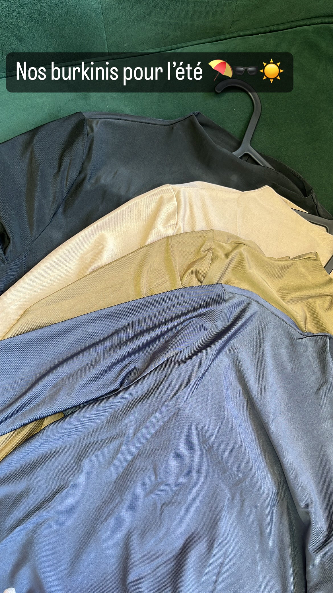 Burkini Amela Noir, Khaki, Beige et Bleu gris