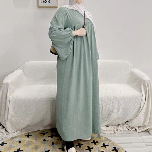 Abaya Koura à manches ballon  - Vert eau
