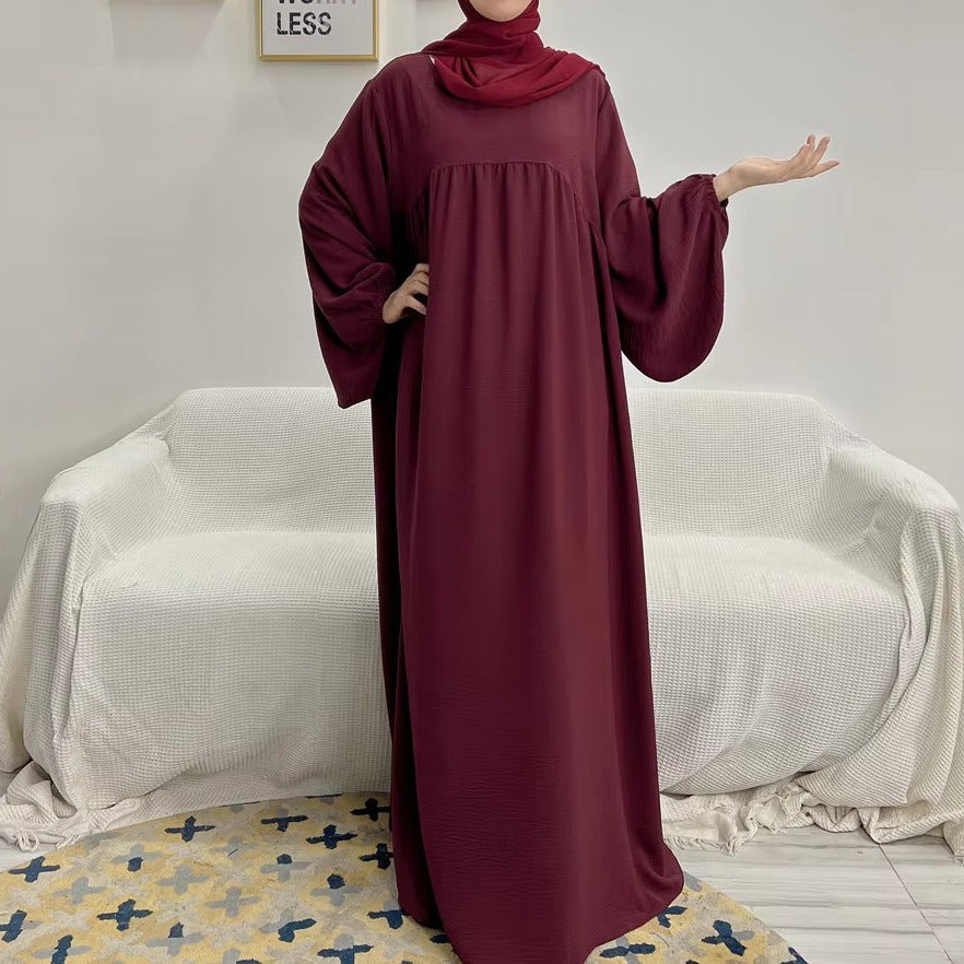 Abaya Koura à manches ballon  - Bordeau