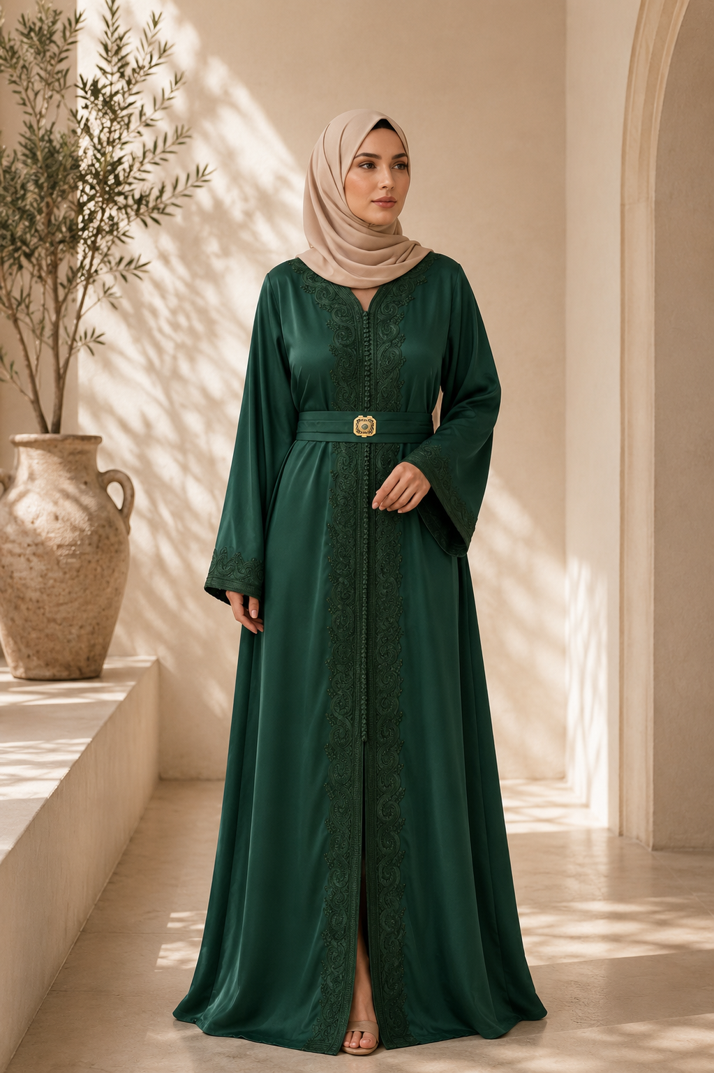Caftan Mina- Crêpe de soie Fôret