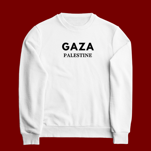 Crewneck  blanc + noir Gaza Palestine