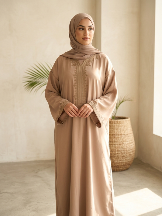 Caftan Nadia- Crêpe de soie Dune
