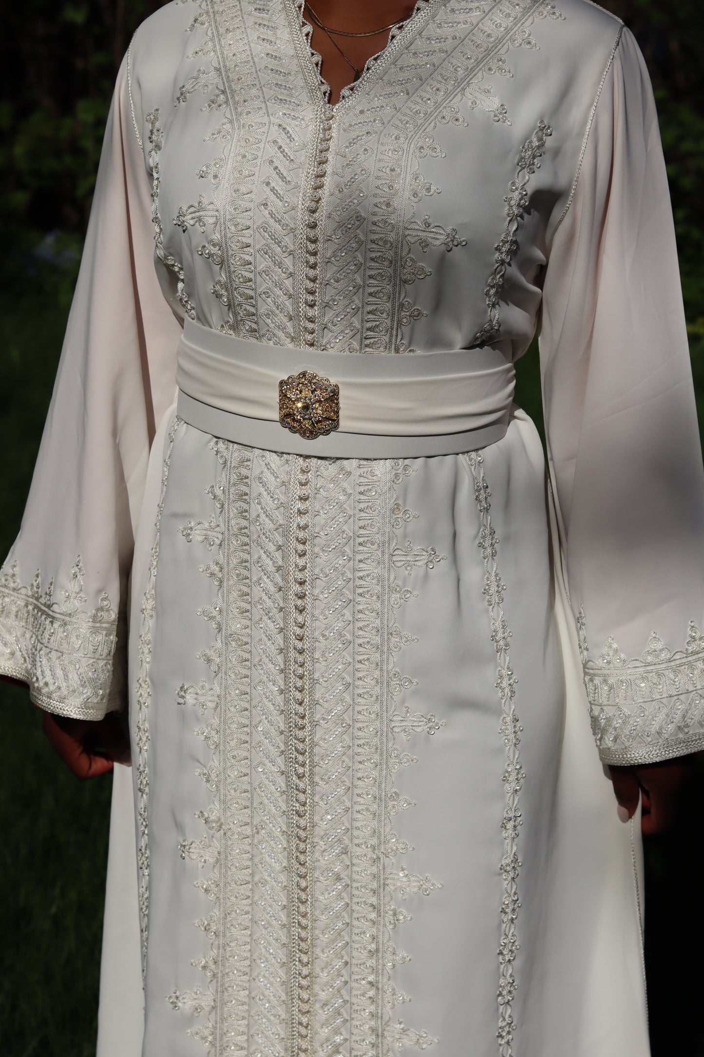 Caftan blanc doublure rouge Haroussa