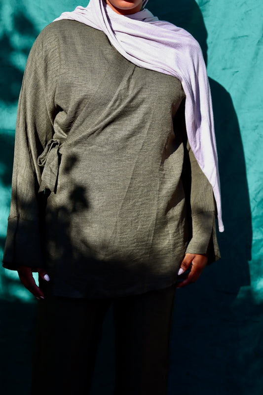 Ensemble Pantalon + Kimono - Olive