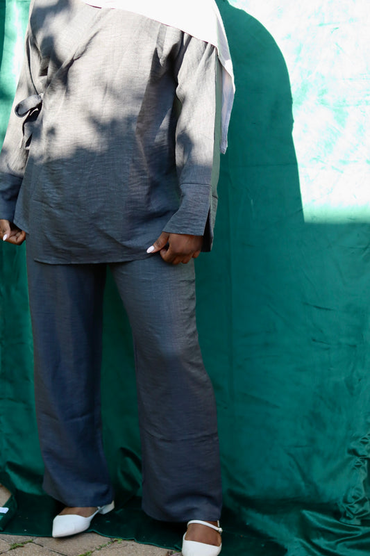 Ensemble Pantalon + Kimono - Gravier.