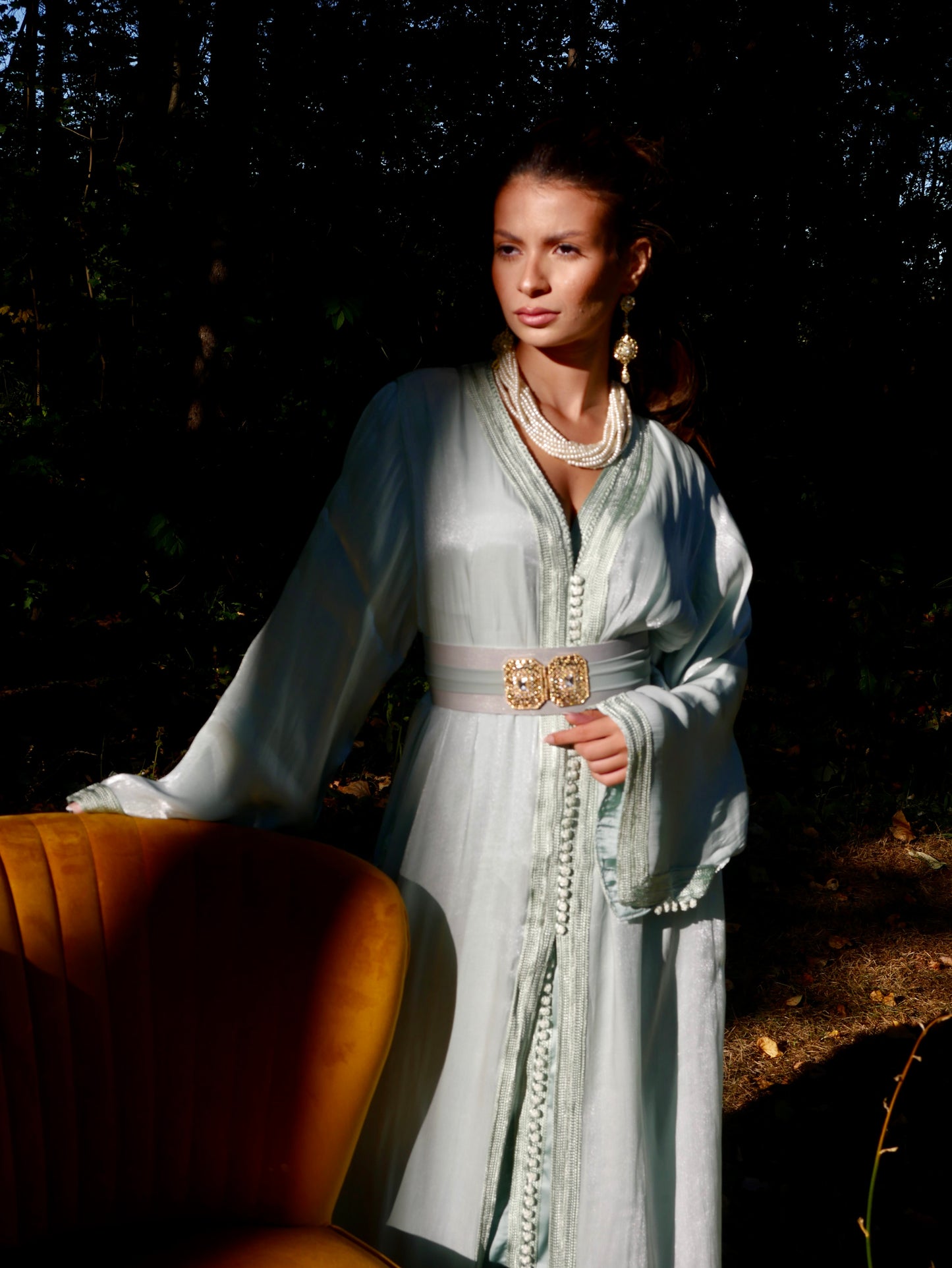 Caftan ORGANZA AMANI - Vert eau