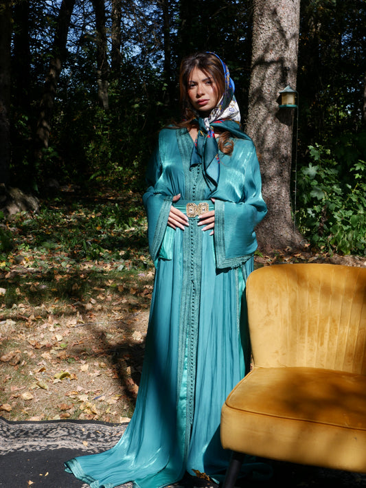 Caftan ORGANZA AMANI - Turquoise