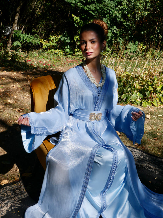 Caftan ORGANZA AMANI - bleu poudre