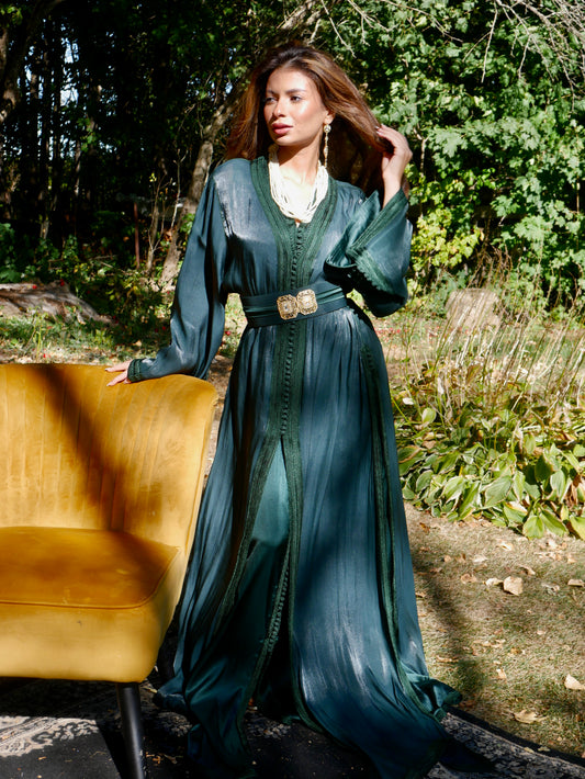 Caftan ORGANZA AMANI - Vert Royal