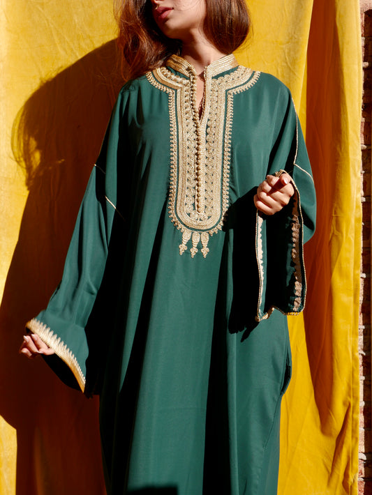 Caftan vert royal broderie dorée