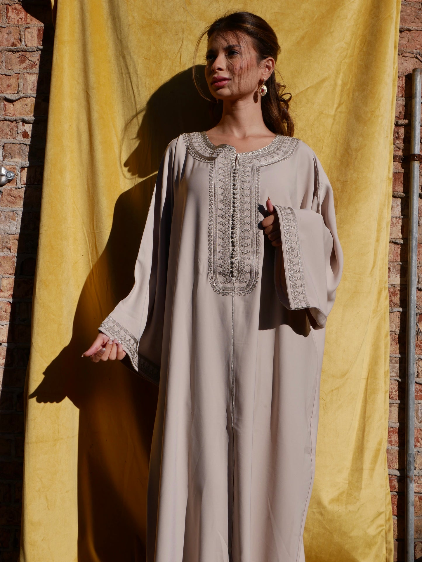 Caftan HALIMA beige broderie beige