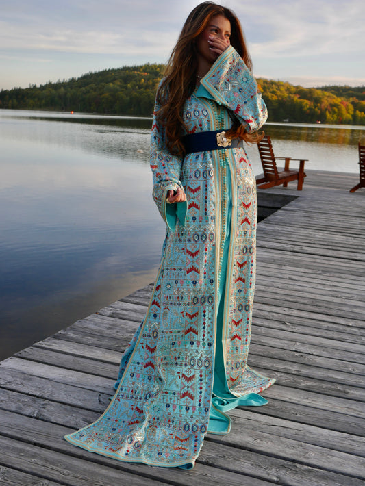 Caftan SARI KHADOUJ - Bleu