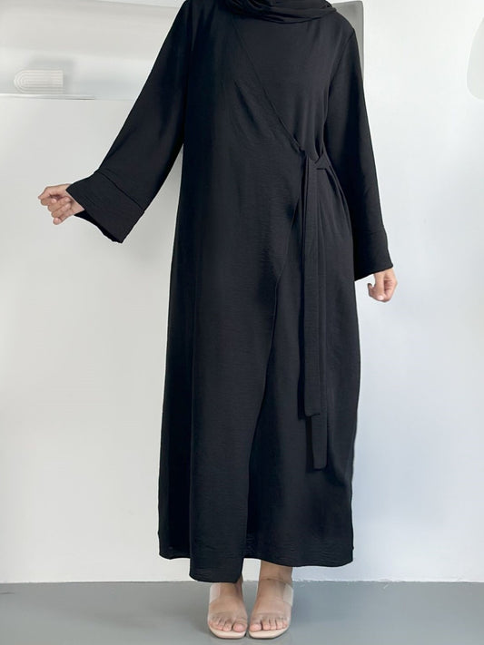 Assiya- Robe kimono crêpe Noire