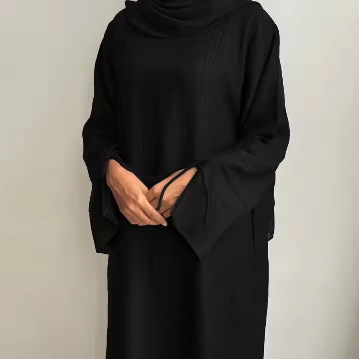 Amina- Robe crêpe Charbon
