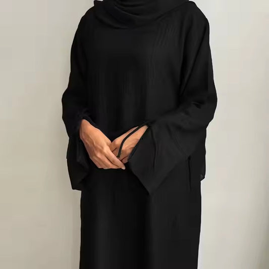 Amina- Robe crêpe Charbon