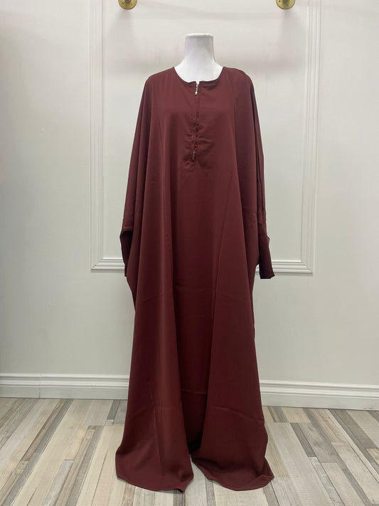 Abaya manche papillon Aliya  - Chocolat