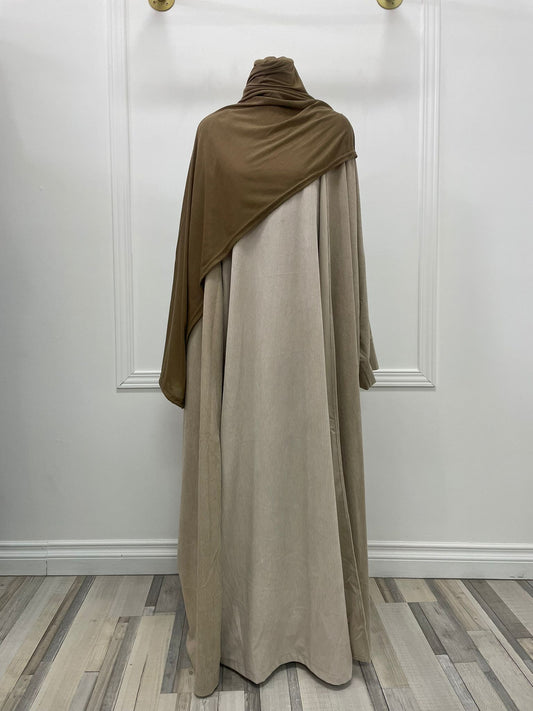 Abaya Assïya- Velour côtelé Beige pâle