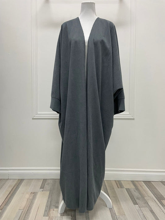 Abaya Assïya- Velour côtelé Gris souris