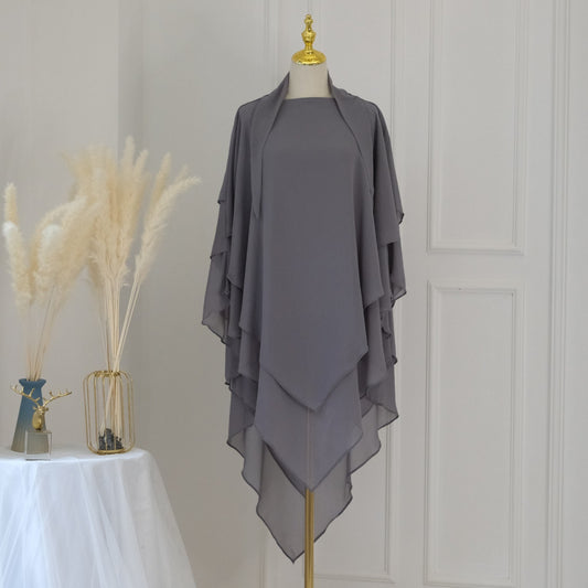 Khimar chiffon-  Gris