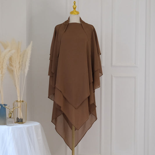 Khimar chiffon-  Beige caramel