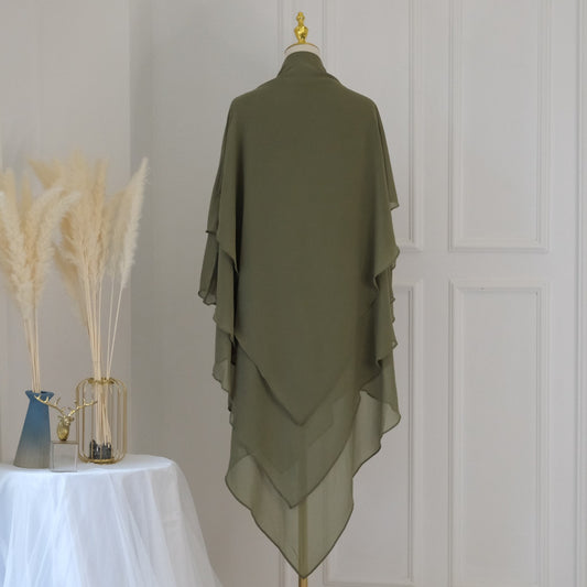 Khimar chiffon-  Vert khaki