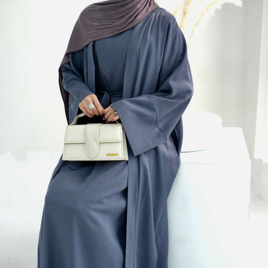 Ensemble deux pièces en LIN  - Abaya + robe Ciel