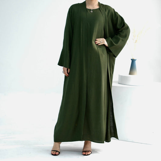 Ensemble deux pièces en LIN  - Abaya + robe Palmier