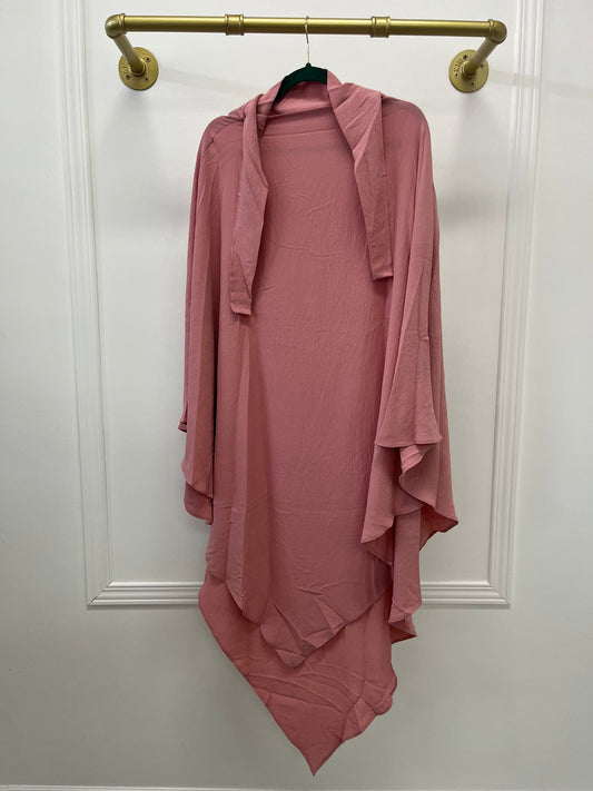 Khimar crêpe- Rose poudre