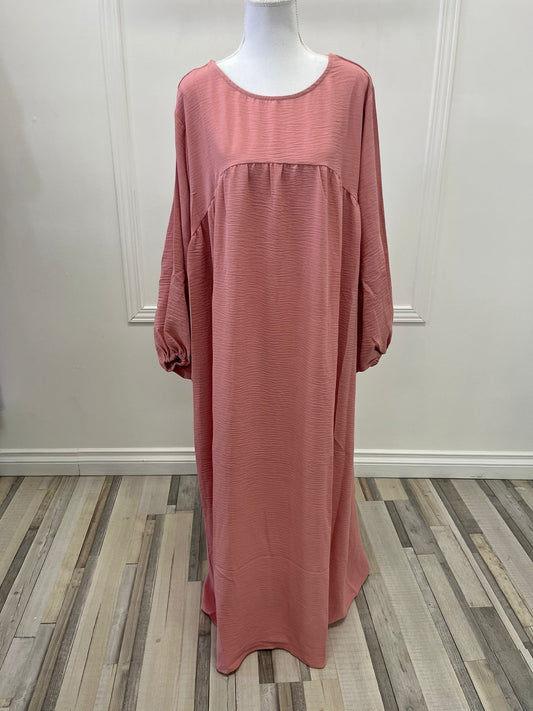 Abaya Koura à manches ballon  - Rose poudre